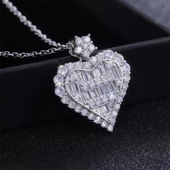 Jewelry - NEW 925 STERLING SILVER DIAMOND PENDANT NECKLACE, NICE NECKLACE, CUTE NECKLACE
